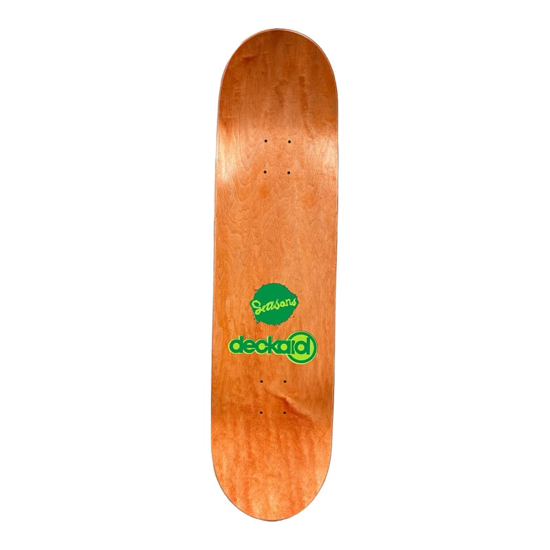 Skate Deck with Seasons x Deckaid Logo in Green.