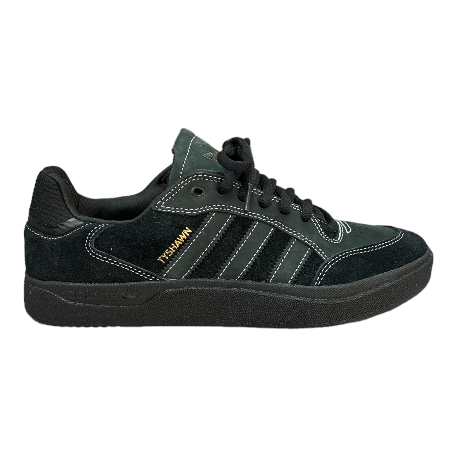 Adidas Tyshawn Low In BLack & Forest Green Suede with Black Outsole. 