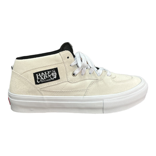 Vans White Suede Half Cab with Black Patch and White Outsole.