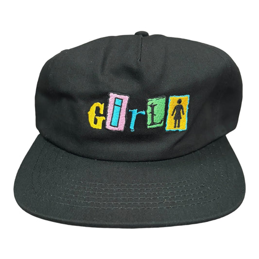 Black hat girl embroidered in multi colors adjustable back