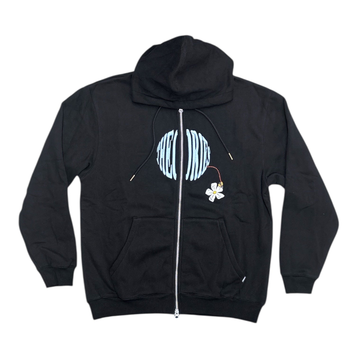 Theories Pollinate Embroidered Zip Hood- Black