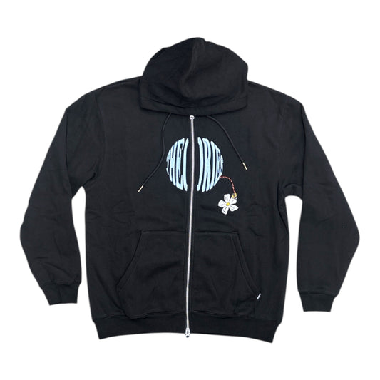 Theories Pollinate Embroidered Zip Hood- Black