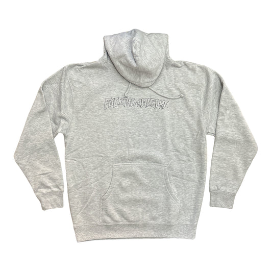 Gray pullover, hooded sweatshirt with fucking awesome original logo embroidery