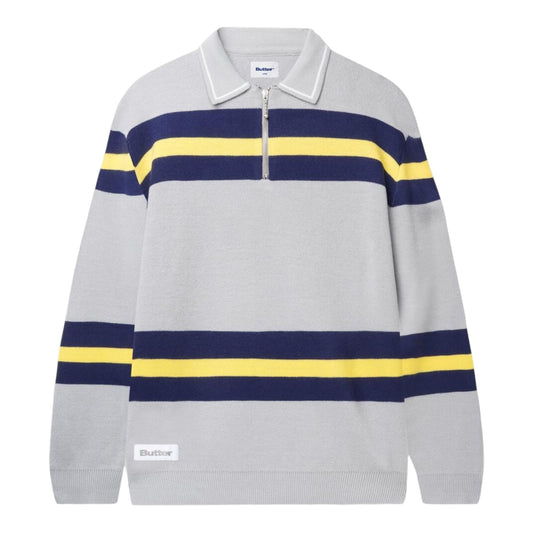 Butter Polo Knit Sweater- Grey