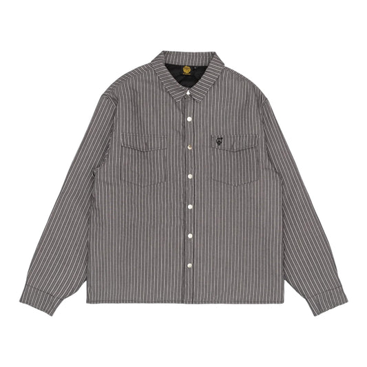 SEXHIPPIES Insulated Snap Striped Work Shirt- Grey/Black/White