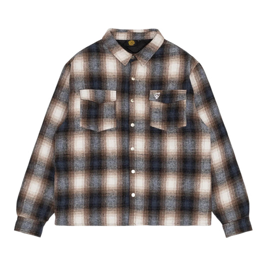 SEXHIPPIES Insulated Snap Flannel Shirt- Navy/Brown/White