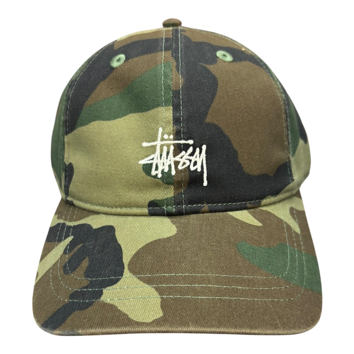 Stussy Basic Washed Hat- Woodland Camo