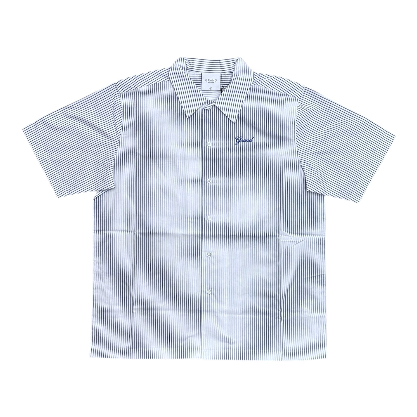 Grand Striped Poplin Shirt- White/Blue