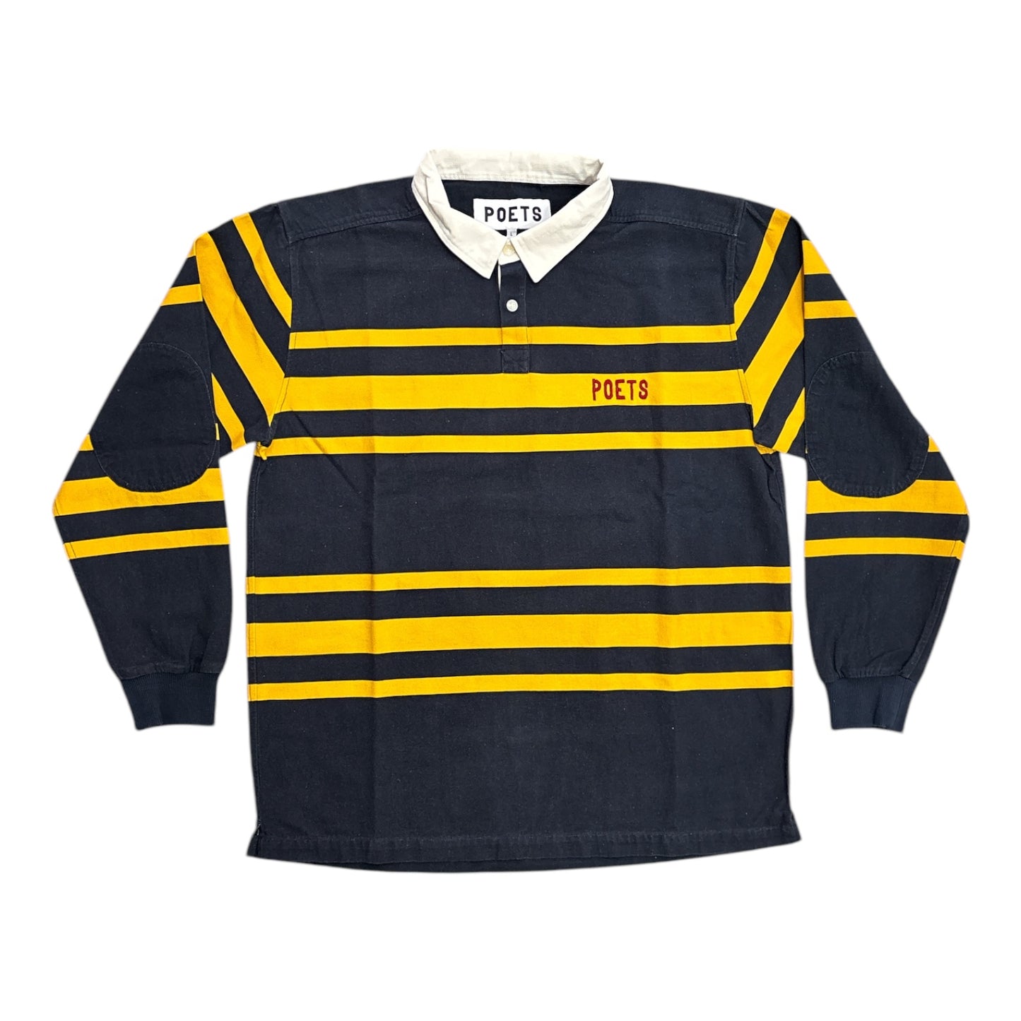 Poets Embroidered Rugby- Navy/Yellow