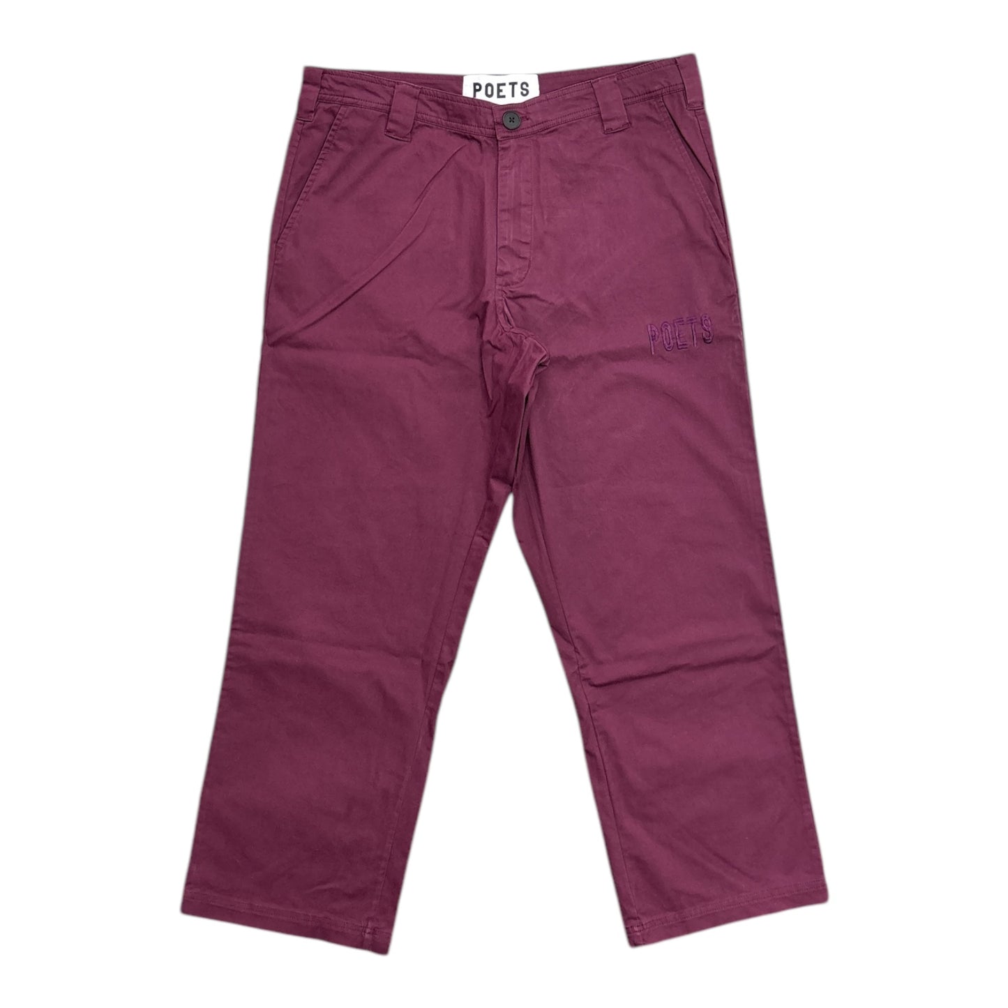 Poets Embroidered Byrne Relaxed Fit Cotton Pant- Burgundy