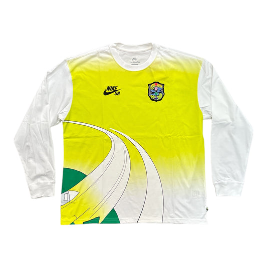 Nike SB Embroidered Long Sleeve Jersey White/Hyper Yellow Front