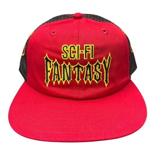 Sci-Fi Fantasy Biker Logo Hat- Red FRONT