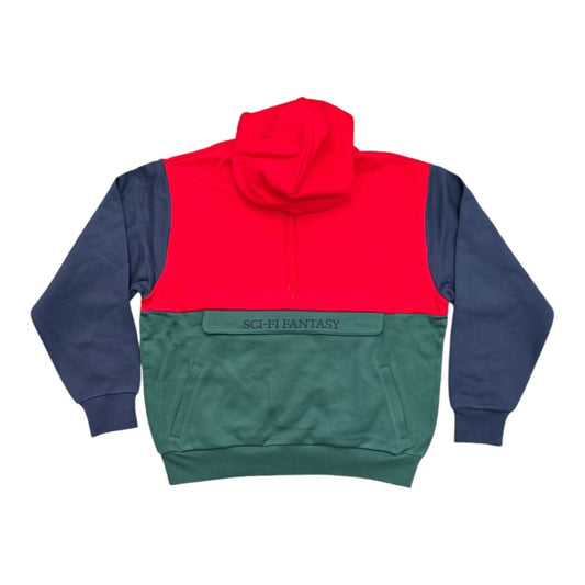 Sci-Fi Fantasy Color Blocked Hood- Red/Green FRONT