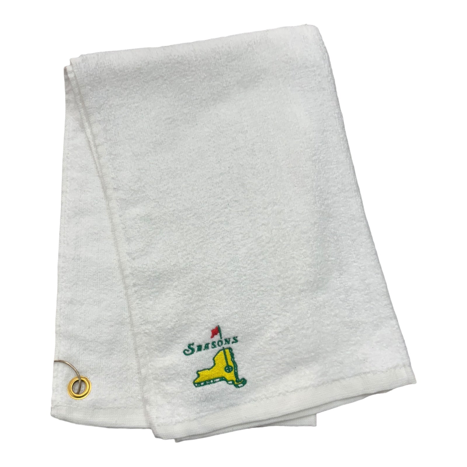 Seasons Embroidered Golf Towel White FRONT