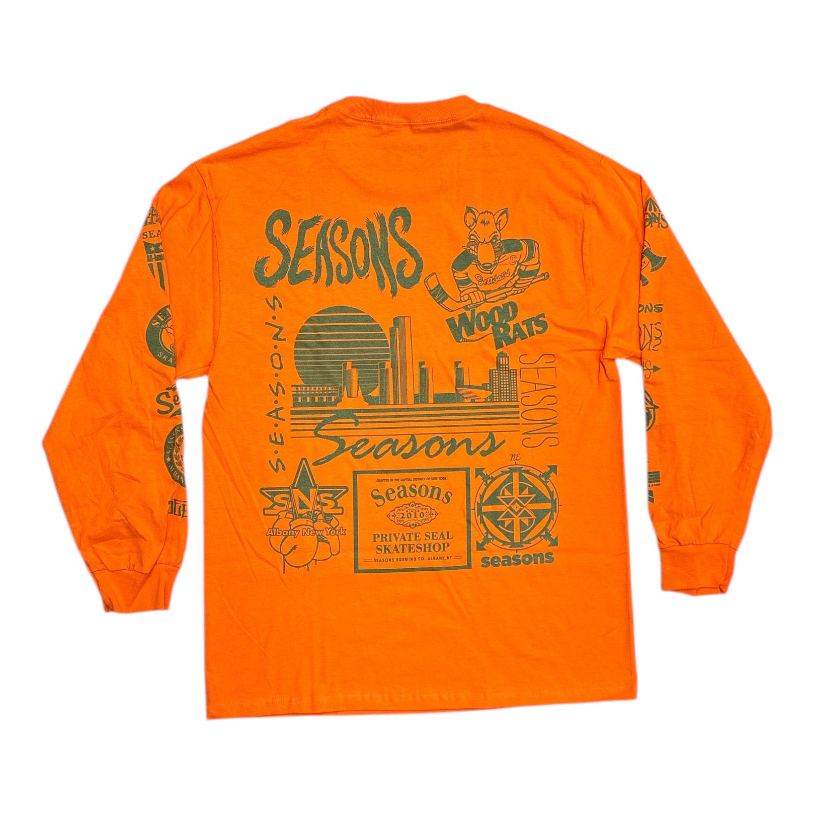 Seasons Logo Puke Long Sleeve Tee- Orange BACK