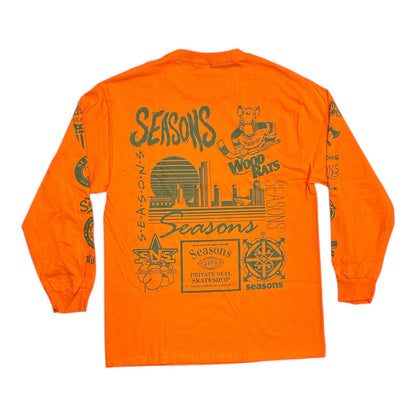 Seasons Logo Puke Long Sleeve Tee- Orange BACK