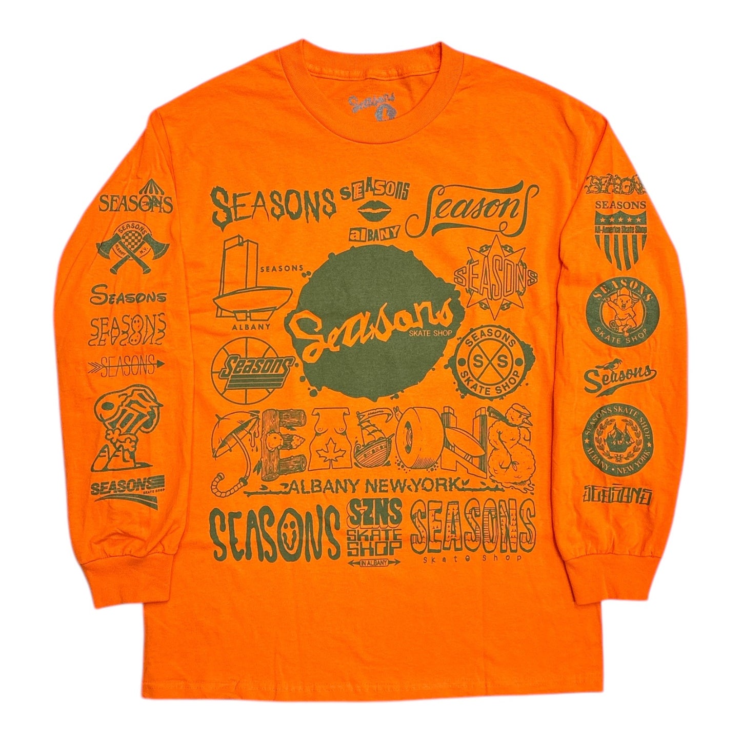 Seasons Logo Puke Long Sleeve Tee- Orange FRONT