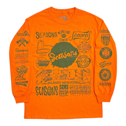 Seasons Logo Puke Long Sleeve Tee- Orange FRONT