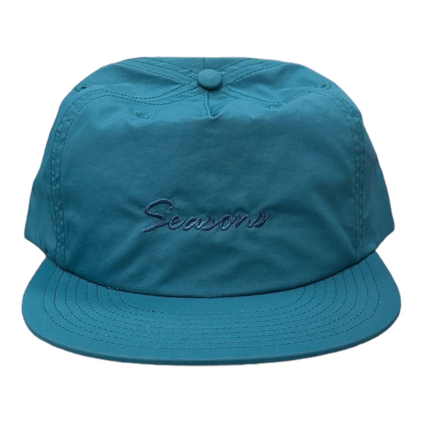 Seasons Script Logo Nylon Hat Teal Front