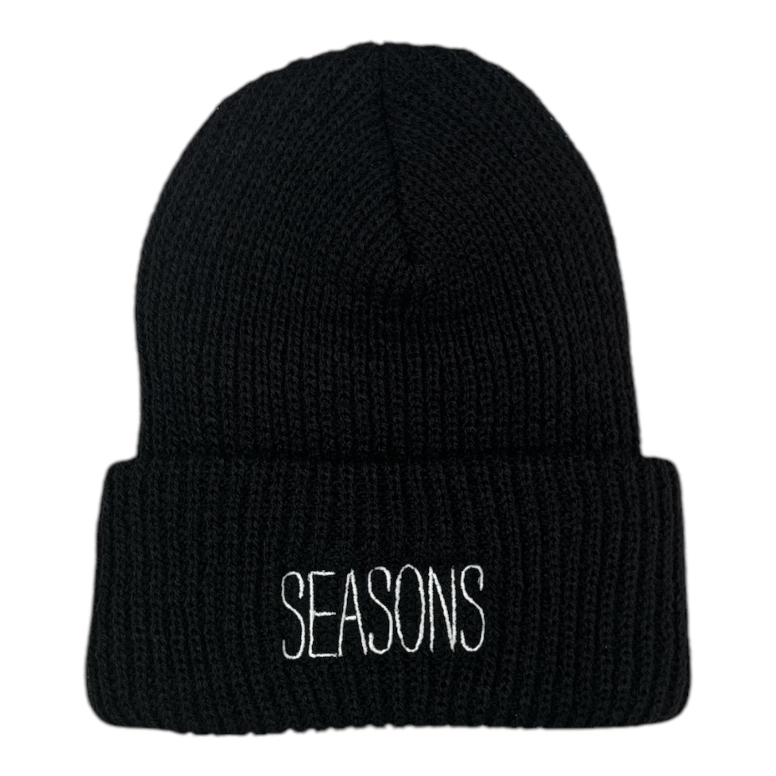 Seasons Skinny Font Beanie Black FRONT