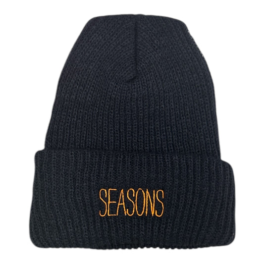 Seasons Skinny Font Beanie Navy FRONT