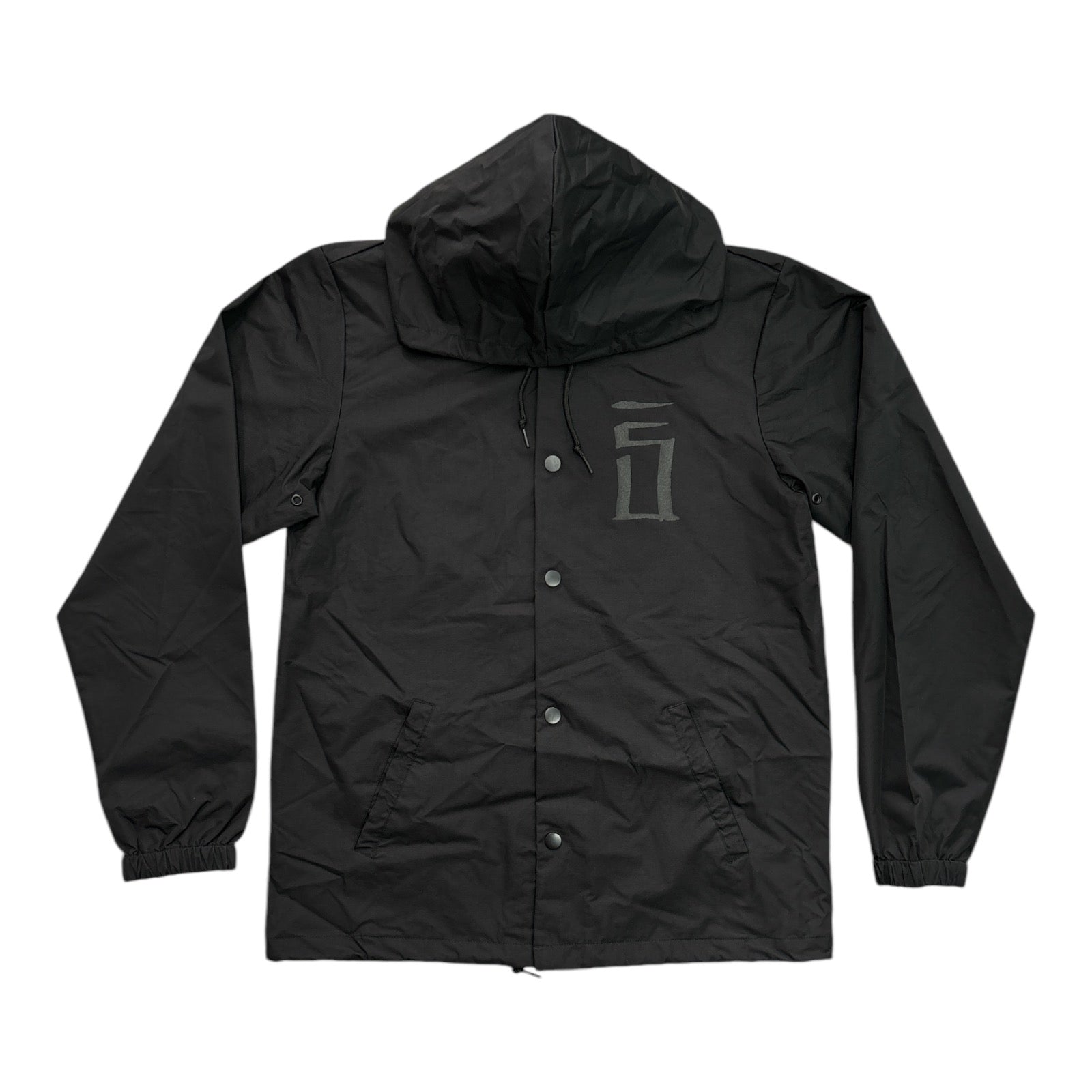 Seasons Stain Font Hooded Jacket- Black FRONT