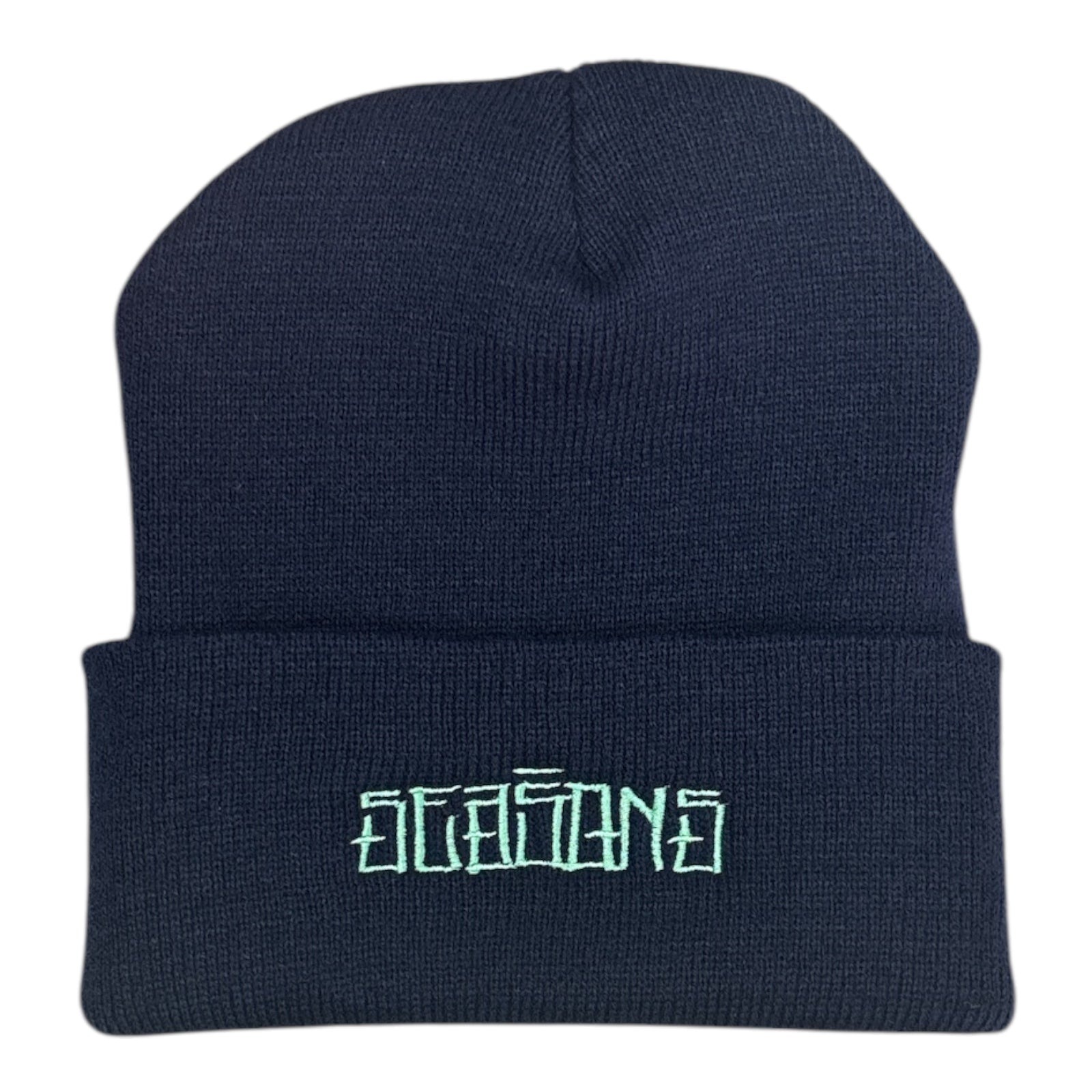 Seasons Stain Logo Beanie Navy FRONT