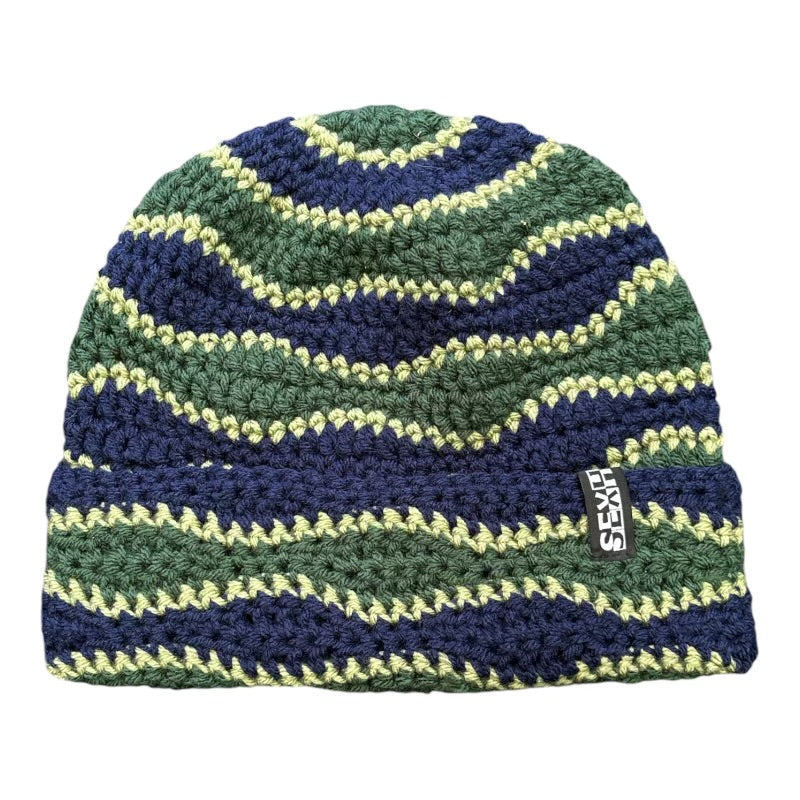 Sexhippies Wavelength Beanie- Green/Blue FRONT