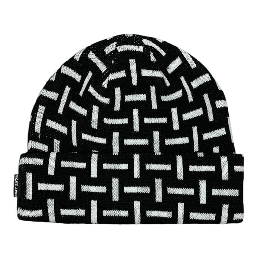 Skate Jawn Sewer Cap Pattern Beanie- Black FRONT