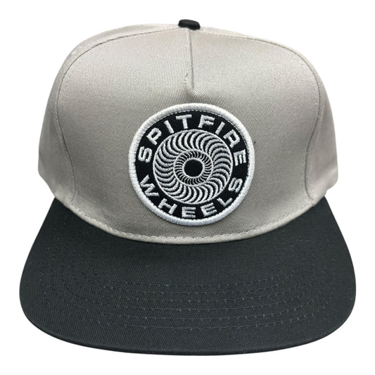 Gray and black cap with Spitfire Wheels logo on a white background