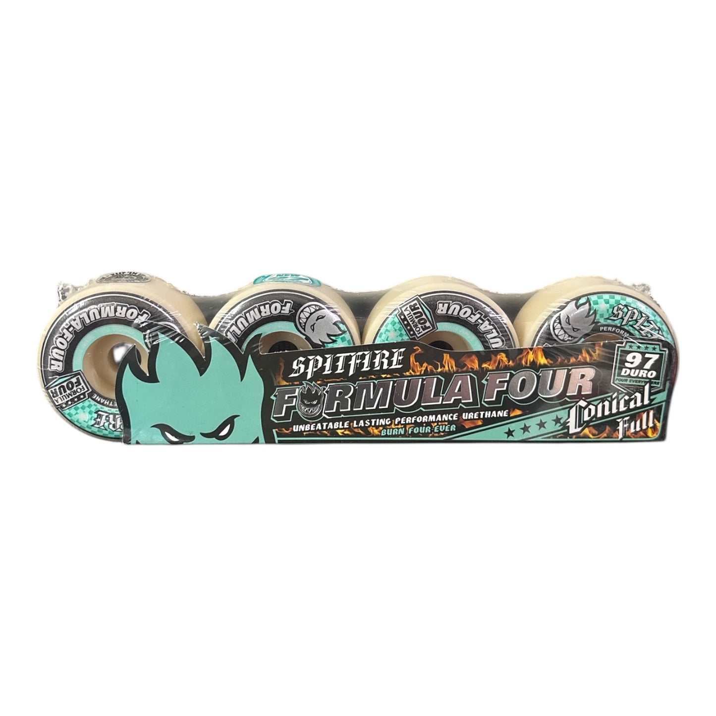 Spitfire Formula Four skateboard wheels packaging on a white background