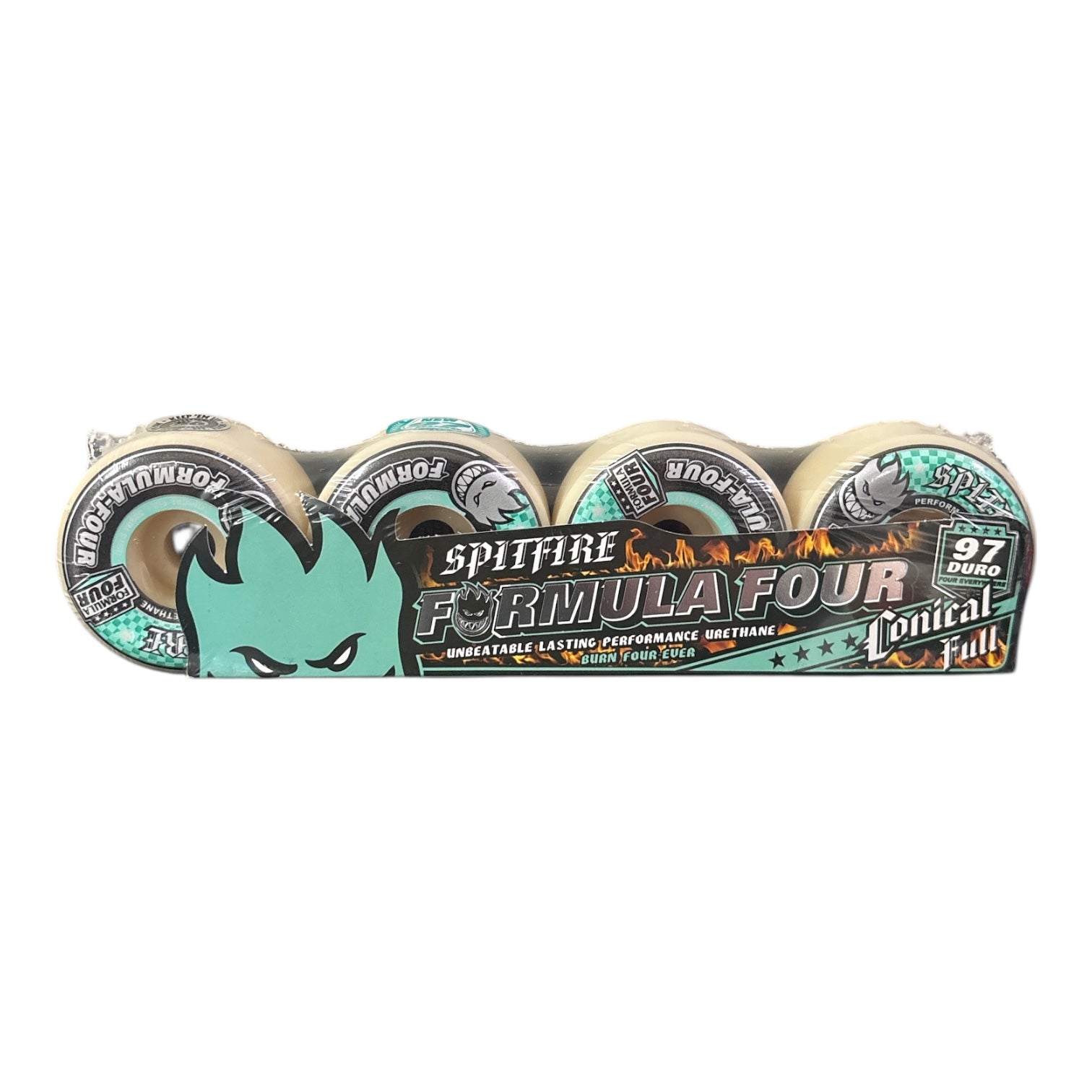 Spitfire Formula Four skateboard wheels packaging on a white background