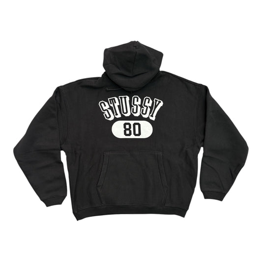 Stussy 80 Relaxed Pullover Hood- Washed Black FRONT