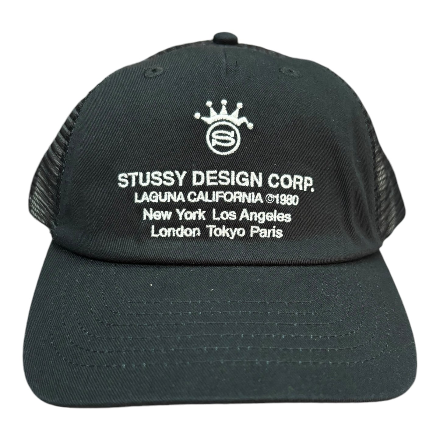 Stussy Low Profile Design Corp Trucker Hat- Black FRONT