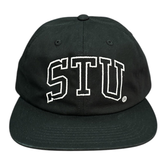 Stussy Mid-Depth STU Arch Strapback- Black FRONT