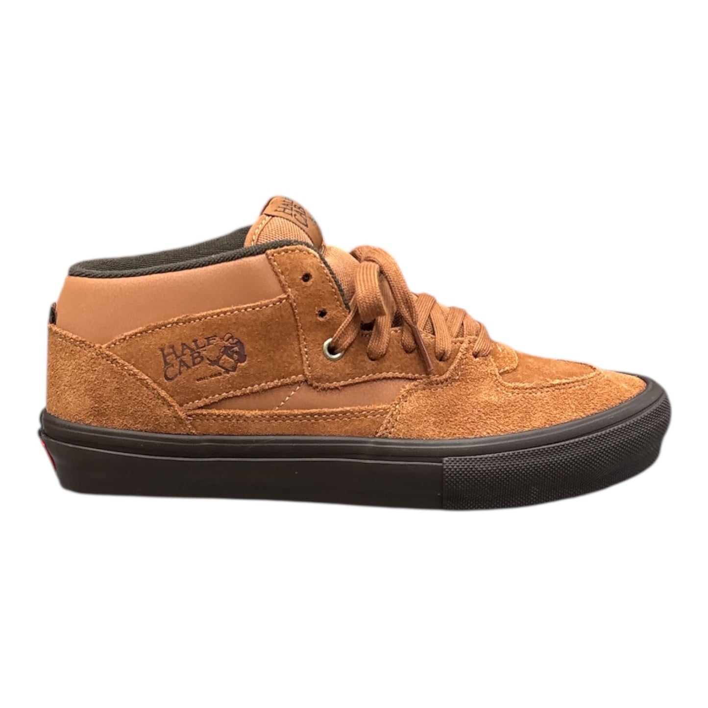 Brown sneaker with gum sole on a white background