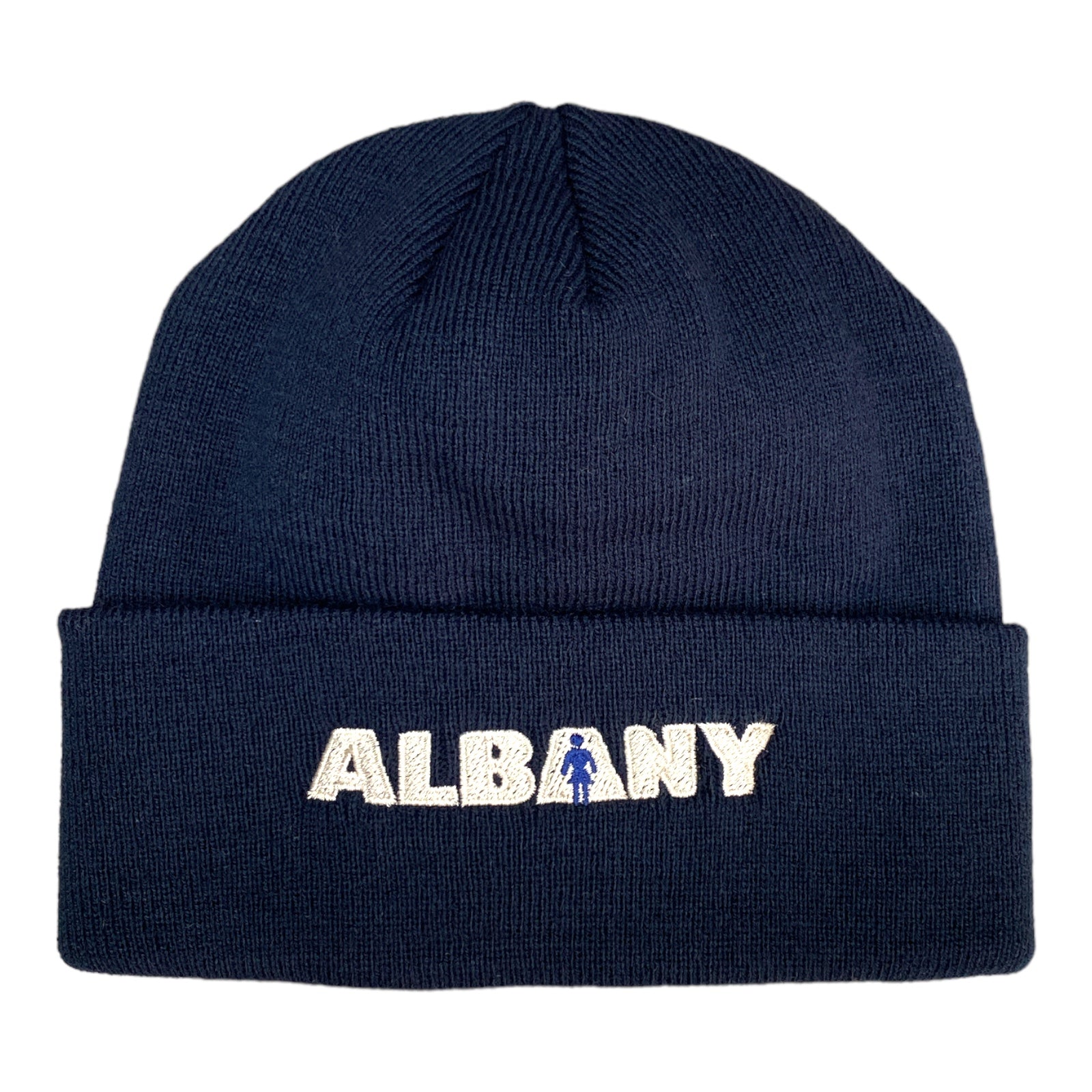Navy Cuff Beanie with Albany Embroidered.
